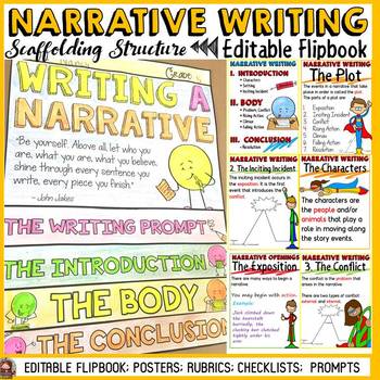 Preview of NARRATIVE WRITING: FLIPBOOK/INTERACTIVE NOTEBOOK ORGANIZER: EDITABLE