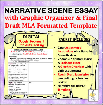 Preview of NARRATIVE Writing Digital ESSAY: 6-Day Assignment with Graphic Organizer