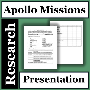 Preview of NASA Apollo Missions - Student Project - Moon - Technology and History in Space