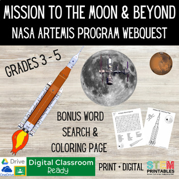 Preview of NASA Artemis & Orion Program WebQuest: Mission to the Moon & Beyond (Grades 3-5)