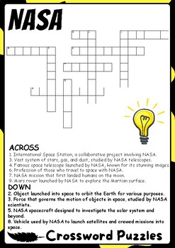 NASA Crossword Puzzles All About NASA Crossword Activities TPT