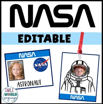 Preview of NASA ID card Editable Astronaut credential pass Space