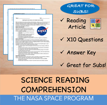 Preview of NASA Space Program - Reading Passage x 10 Questions - 100% EDITABLE