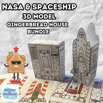 Preview of Christmas NASA & Spaceship 3D Gingerbread House Model BUNDLE