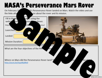 Preview of NASA's Perseverance Mars Rover Webquest (Powerpoint)
