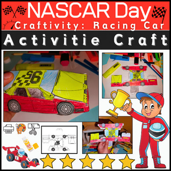 Preview of NASCAR Day Craft Racing Car ⭐ Craftivity: Racing Car for Kindergarten to 2nd ⭐