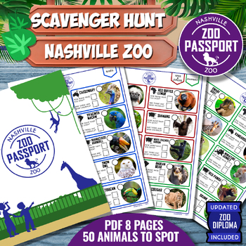 Preview of NASHVILLE ZOO Game Passport Game - SCAVENGER HUNT - ZOO DIPLOMA