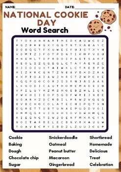 Preview of NATIONAL COOKIE DAY Word search puzzle worksheet activity