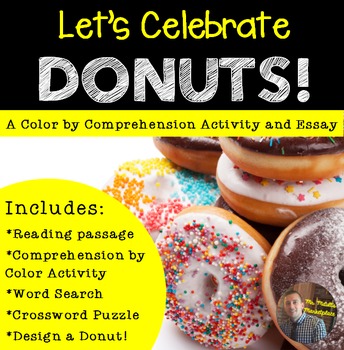 Preview of Comprehension by Color "NATIONAL Donut Day" Activities for Grades 2-6