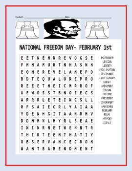 Preview of NATIONAL FREEDOM DAY: FEBRUARY 1st Word Search