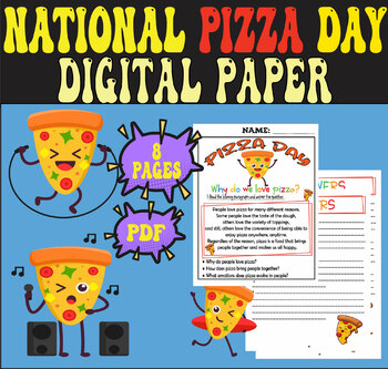 Preview of NATIONAL PIZZA DAY READING COMPREHENSION EXERCICES FOR 3d GRADE KIDS.