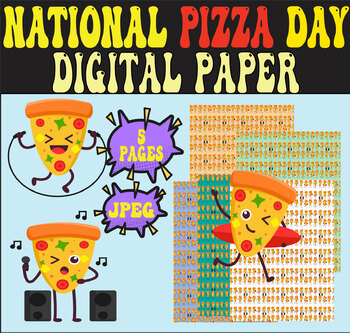 Preview of NATIONAL PIZZA DAY SEAMLESS PATTERNS-PLAYFUL PIZZA DAY DIGITAL PAPER FOR KIDS
