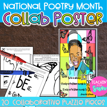 Preview of Poetry Month Black History Collaborative Poster Amanda Gorman | Door Decoration