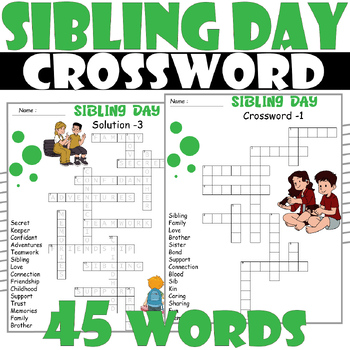 NATIONAL SIBLING DAY Crossword Puzzle All about SIBLING DAY Crossword