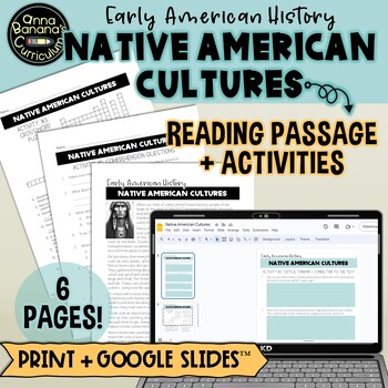 Preview of NATIVE AMERICAN CULTURES Reading Passage & Activities (Print & Digital)