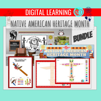 Preview of NATIVE AMERICAN HERITAGE MONTH | EDITABLE | Virtual Classrooms BUNDLE | BITMOJI