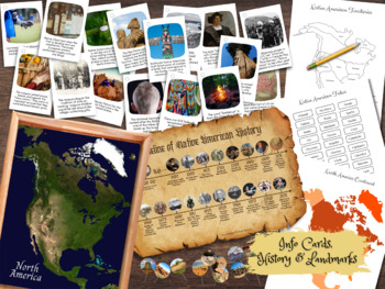 Preview of NATIVE AMERICAN Indian Map Tribe & Landmark Geography Pin Activity & Flash Cards