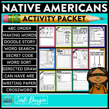 Preview of NATIVE AMERICANS ACTIVITY PACKET word search early finisher activities writing