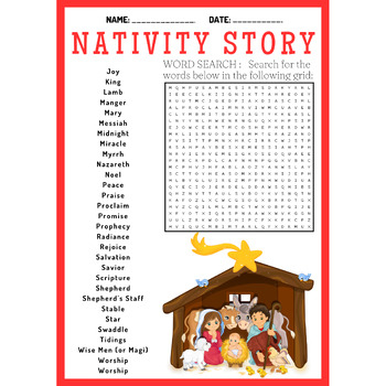 NATIVITY STORY bundle word search & word scramble puzzles worksheets ...
