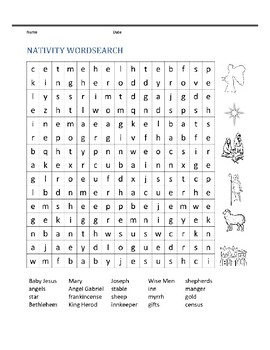 NATIVITY WORD SEARCHES & MAZES, BUNDLE 18 PAGES, CHRISTMAS ACTIVITIES