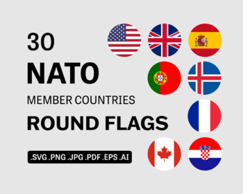 Preview of NATO Member Country Round Circle Flags Set Vector Cricut SVG PNG JPG PDF EPS AI