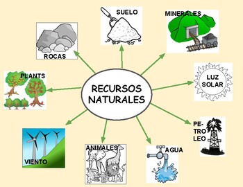 Preview of NATURAL RESOURCES - BUBBLE MAP AND SORTING ACTIVITY IN SPANISH