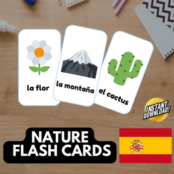Preview of NATURE SPANISH Edition (30 emoji pictures) • Montessori Cards • Flash Cards