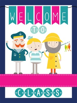 NAUTICAL pink - Classroom Decor: WELCOME Poster - 18 x 24, you personalize