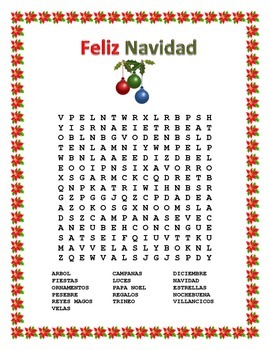 Preview of NAVIDAD- Christmas Word Search and Double Puzzle in Spanish-Distance Learning