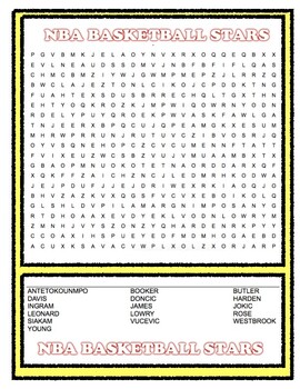 nba basketball star players word search pdf free by geis19 tpt