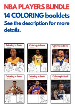 Preview of NBA PLAYERS BUNDLE, 14 COLORING booklets, LeBron James, Stephen Curry etc etc
