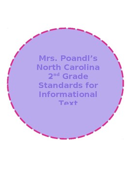 Preview of NC 2nd Grade Standards for Informational Text - I can Statements
