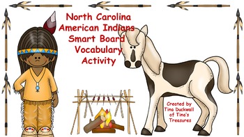 Preview of NC American Indians Vocabulary Match Smart Board Activity