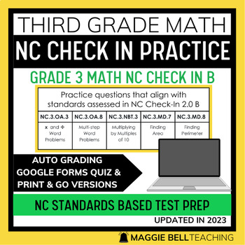 Preview of NC Check In 2.0 B - Third Grade Math Test Prep with Self Grading Google Form