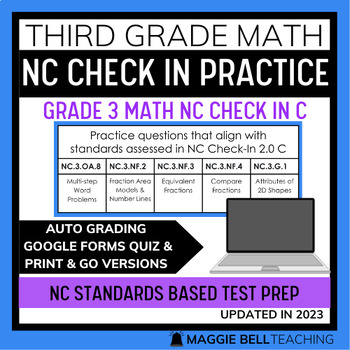 Preview of NC Check In 2.0 C - Third Grade Math Test Prep with Auto Grading Google Form