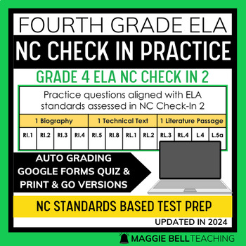 Preview of NC Check In ELA 2 | Fourth Grade Test Prep Review | Auto Grading Google Form