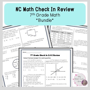 Preview of NC Check In Review | 7th Grade Math | Test Prep | *BUNDLE*