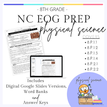 Preview of NC EOG Prep | 8th Science | Physical Science Standards (8.P.1 ALL + 8.P.2 ALL)
