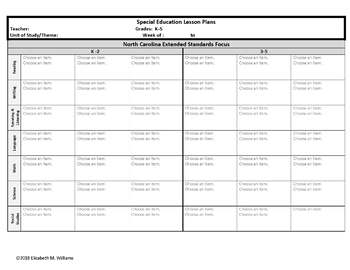 Preview of NC Extended Standards Aligned Customized Lesson Plan Templates for DOTTIE B.