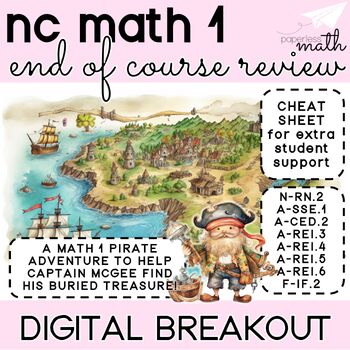 Preview of NC MATH 1 EOC Review Digital Breakout *NO PREP*