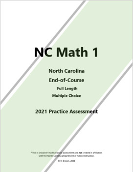 Preview of NC Math 1 Practice End-of-Course Test (North Carolina EOC Final Exam Review)