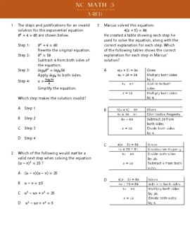 Preview of NC Math 3 EOC Review: A-REI.1 "Practice Like a Champion" Item Set