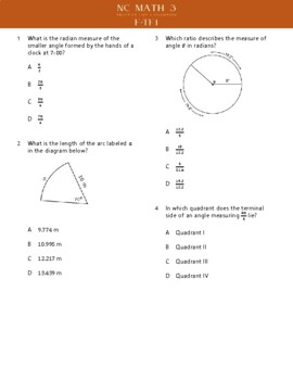 Preview of NC Math 3 EOC Review: F-TF.1     "Practice Like a Champion"     12 MC Item Set