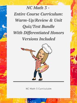 Preview of NC Math 3: Entire Course Curriculum - Review & Quiz/Test with Honors Bundle