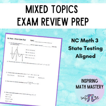 Preview of NC Math 3 Mixed Topics EOC Spiral Review Exam Prep Practice - FREE!