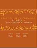 NC Math 3 "Practice Like a Champion"  *GEOMETRY* (12 items