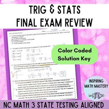 Preview of NC Math 3 Trig Graphs, Stats, & Unit Circle Final Exam Review - EOC Practice