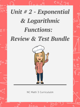 Preview of NC Math 3:  Unit # 2 - Review & Unit Test Bundle