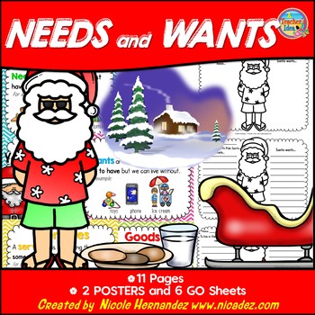 Preview of NEEDS and WANTS Posters with GO Sheets