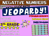 NEGATIVE NUMBERS - Fifth Grade MATH JEOPARDY! handouts & G